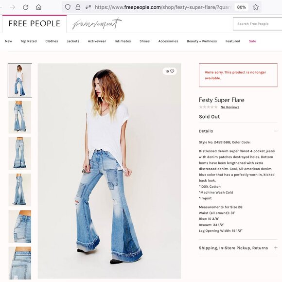 ❌ Reserved for @isabelle_p ❌ Free People Festy Super Flare Patchwork Jeans Sz 28 - Picture 15 of 16